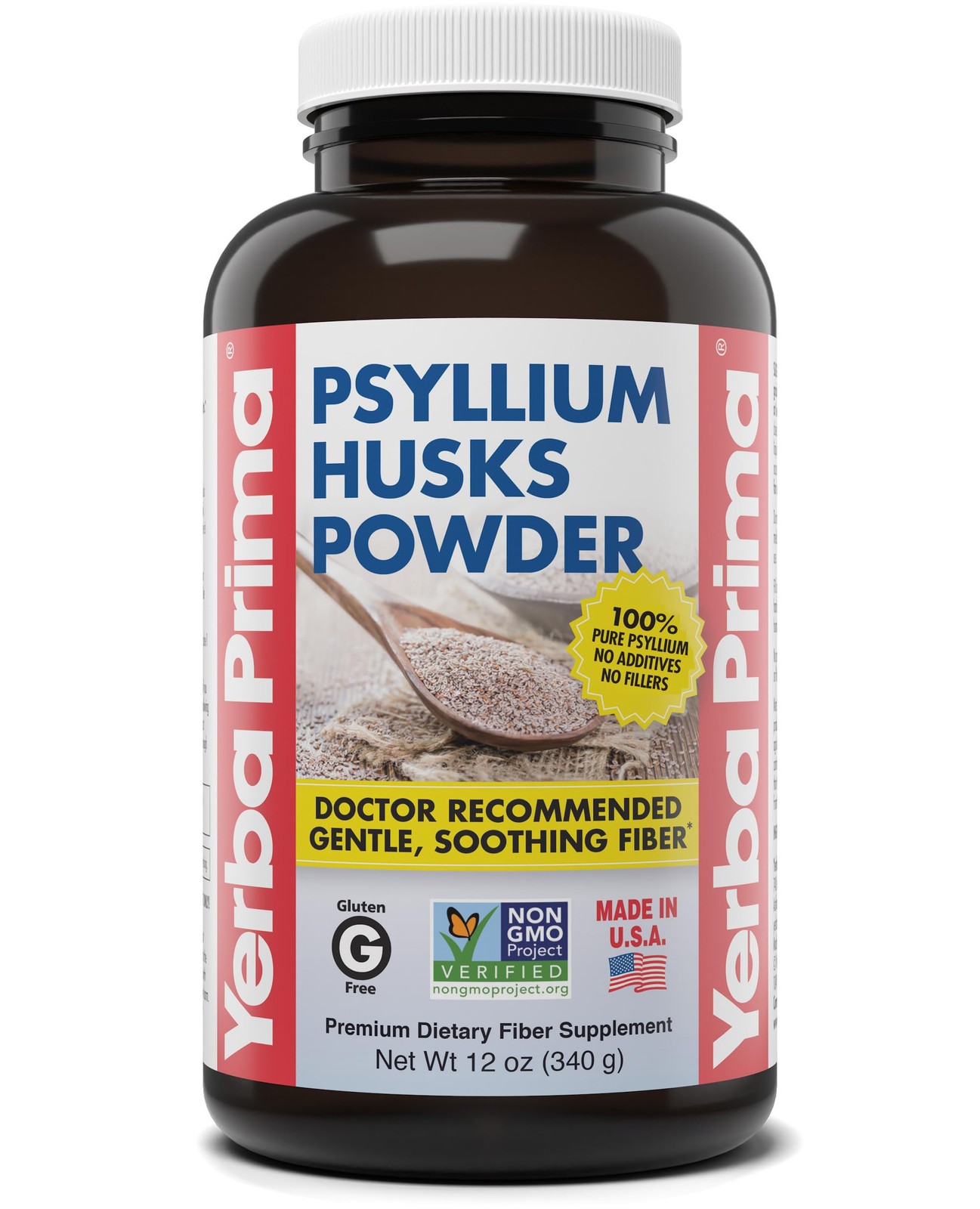 Yerba Prima Psyllium Husks Powder 12 oz Natural Fiber Supplement Colon Clea…