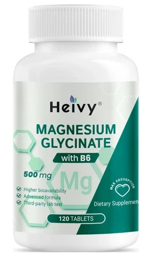 Magnesium Glycinate 500mg Vitamin B6 Sleep Support Made in USA 120 Tabs