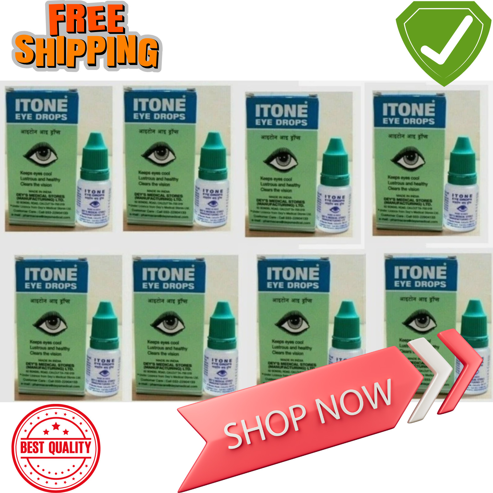 ITONE Eye Drops 10ml x8 Herbal Ayurvedic Cooling Eye Care Long Expiry