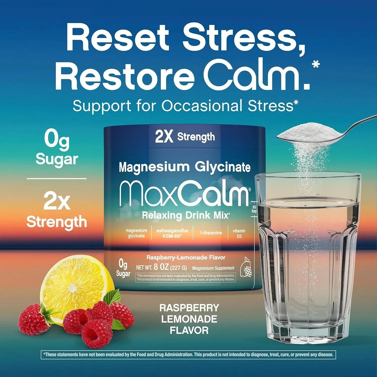 Max Calm Relaxing Drink Mix | Raspberry-Lemonade Flavor | 8 Ounce (Pack of 1)