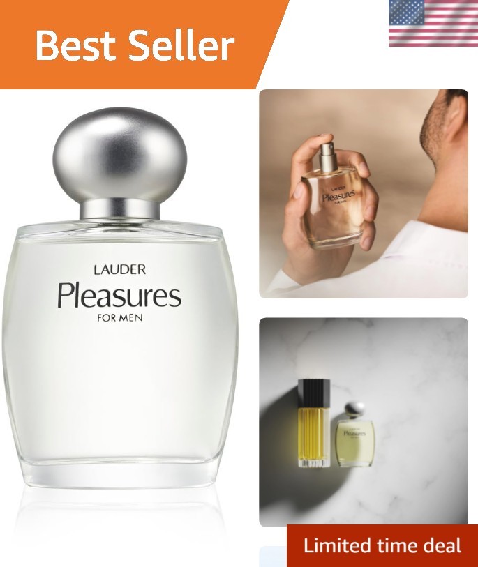 3.4 Fl Oz Pleasures Eau De Toilette for Men – Luxurious Citrus & Fresh Woods