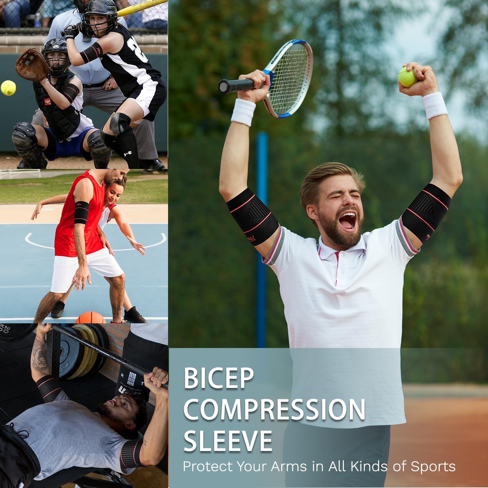Bicep Tendonitis Compression Sleeve for Pain Relief & Muscle Recovery – Medium P