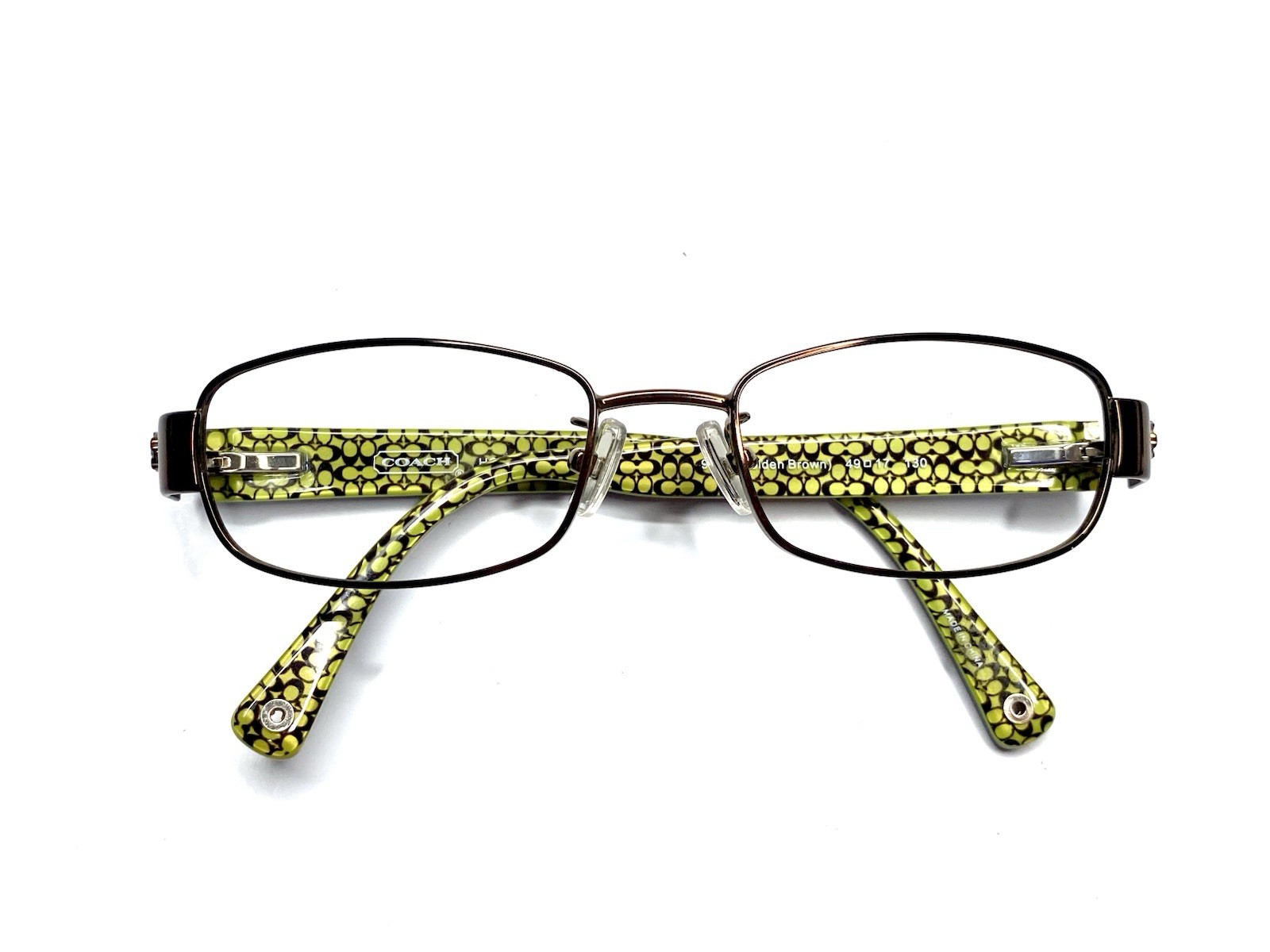 Coach Brown Metal Rectangular Floral Temple Glasses HC5006 9039 Summer 49 17 130