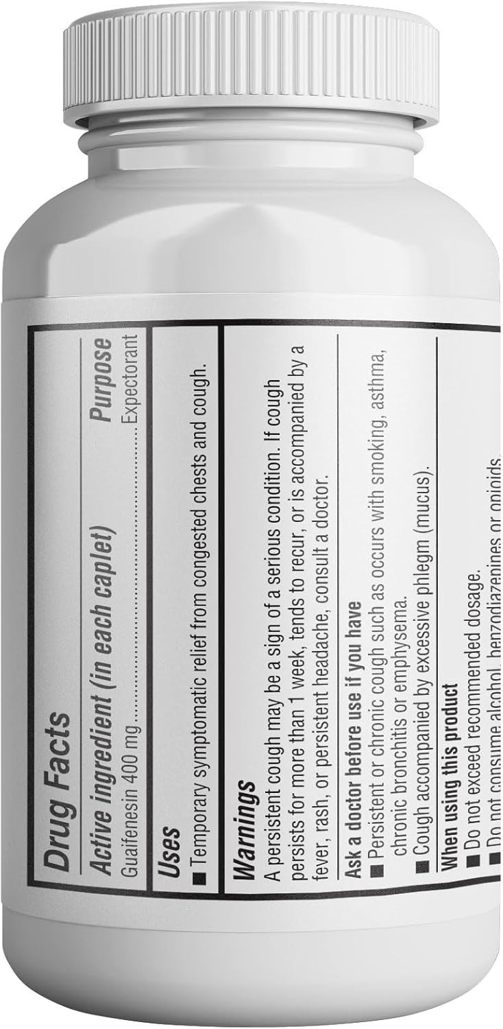 Mucus Relief Guaifenesin Caplets 400 Mg, Immediate Release Fast Acting – USA