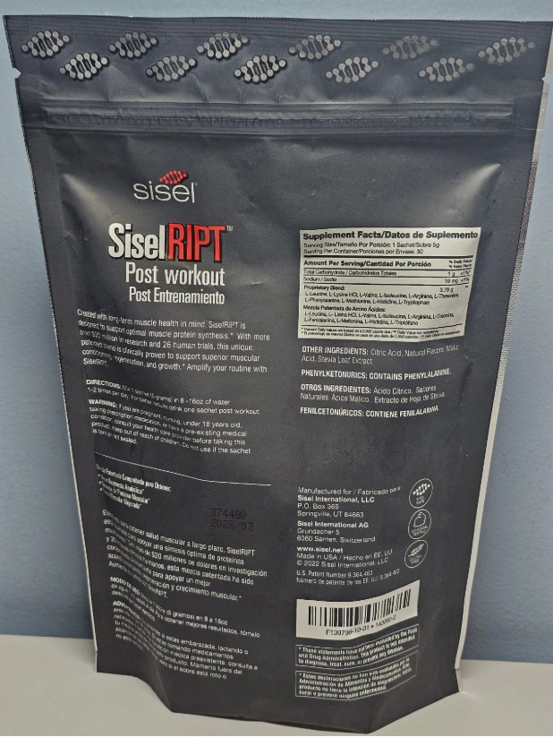 Sisel SiselRIPT RIPT Post Workout Lemon Berry 30 Sachets – New! Exp 2028