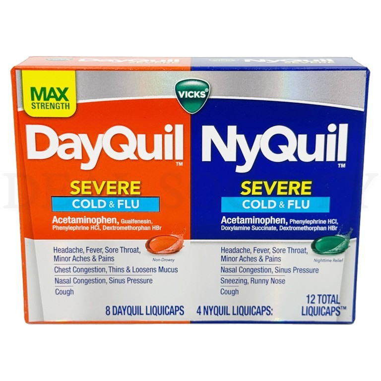 Vicks DayQuil & NyQuil Max Strength Severe Combo 12 Count Each Lot of 2