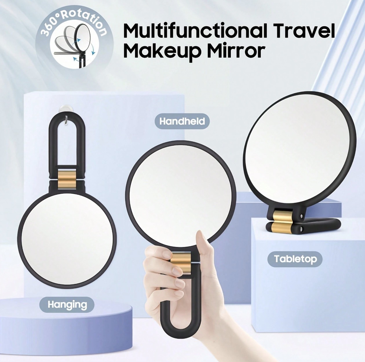 1X/80X Double Sided Makeup Mirror Handheld Magnifying Vanity Mirror Adjustable