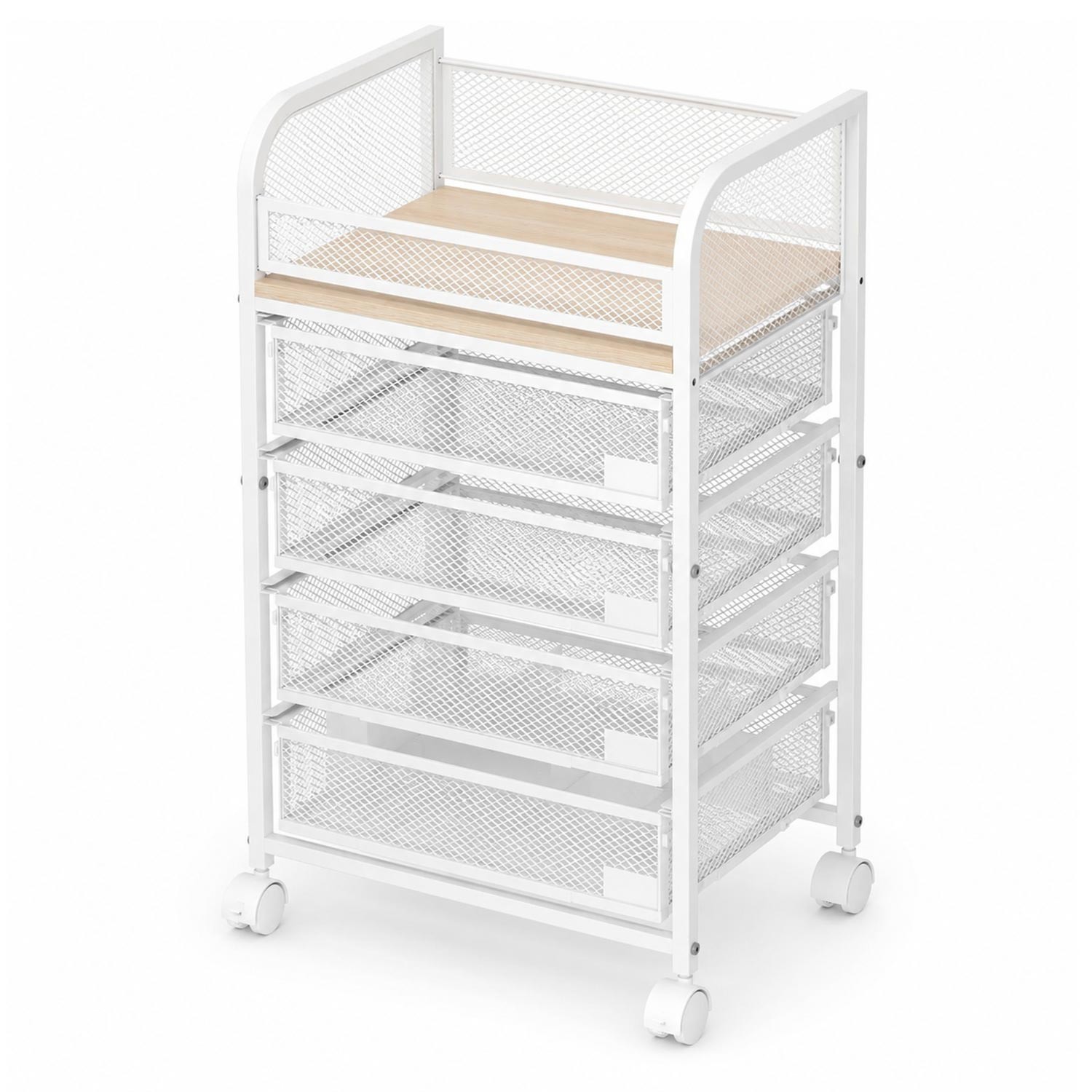 White Makeup Organizer 4 Drawers Rolling Skincare Cosmetic Storage Cart Wheels