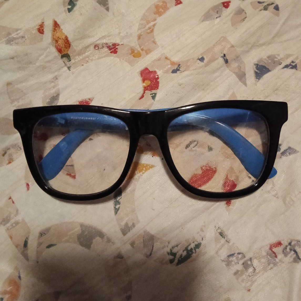 Black & Blue Rectangular Full Rim Plastic Eyeglass Frames Unisex Adults 54-16