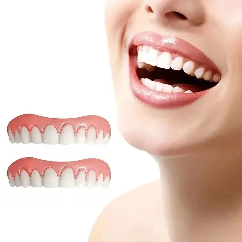Smile Snap On False Teeth Upper Lower Dental Veneers Denture Tooth Cover Set
