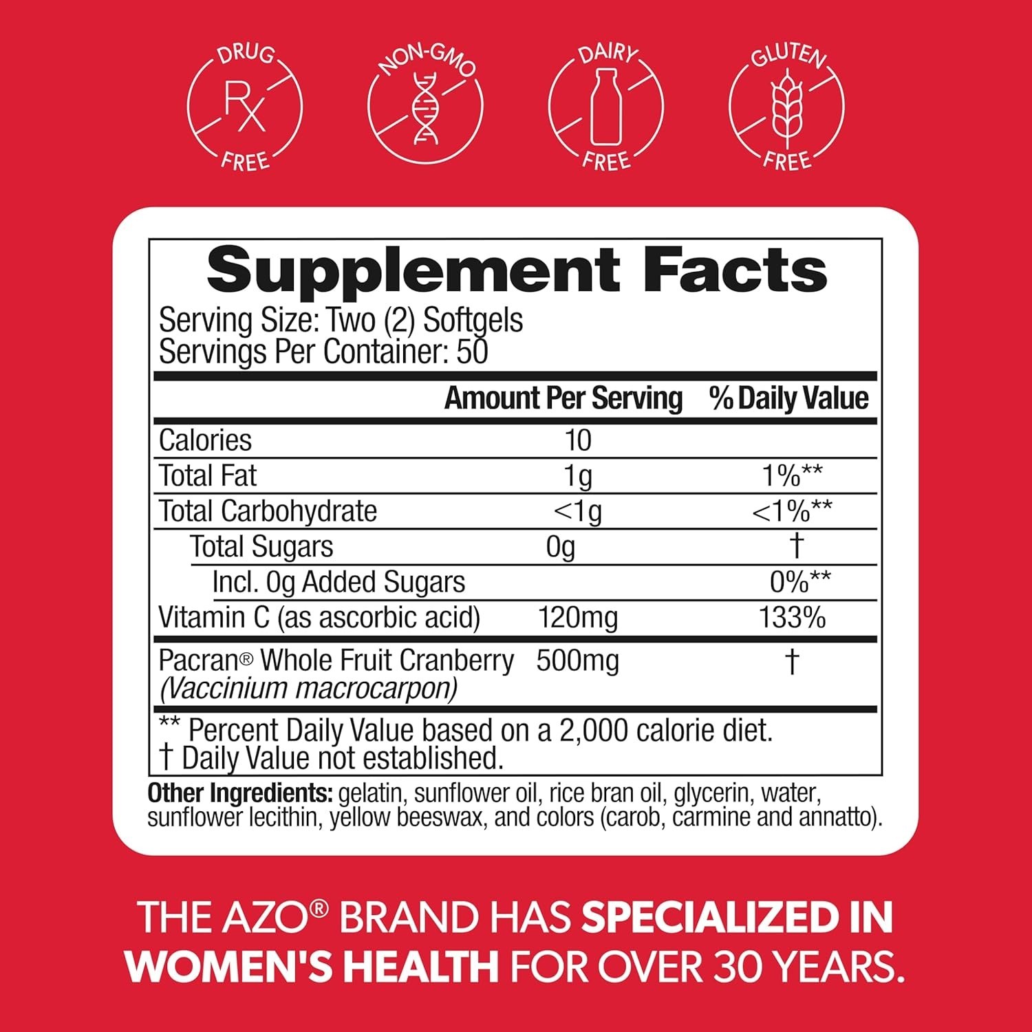 AZO Cranberry Supplement, Made with Concentrated Whole Fruit Cranberry Powder to