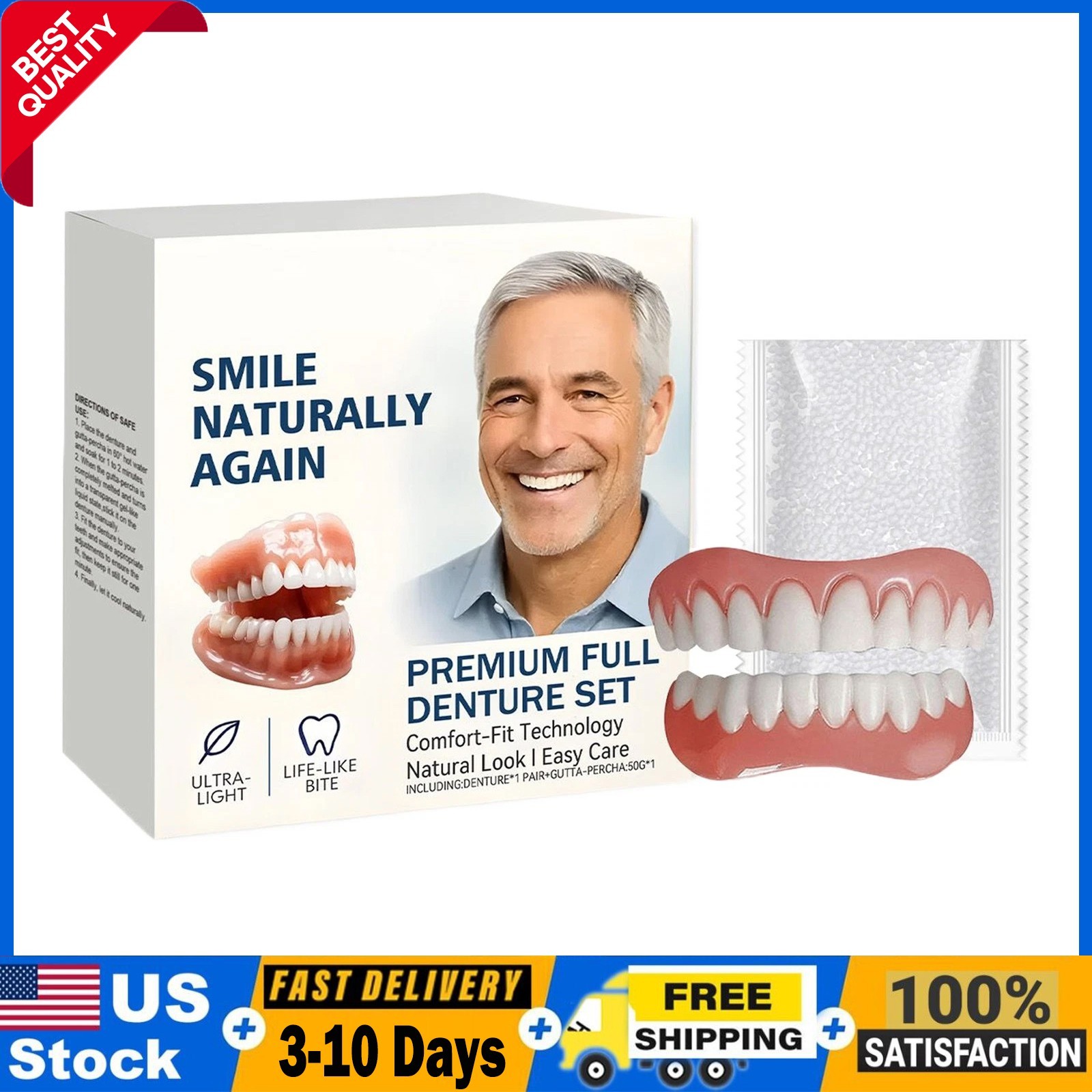 Full Denture Set for Men and Women Upper and Lower Denture False Teeth