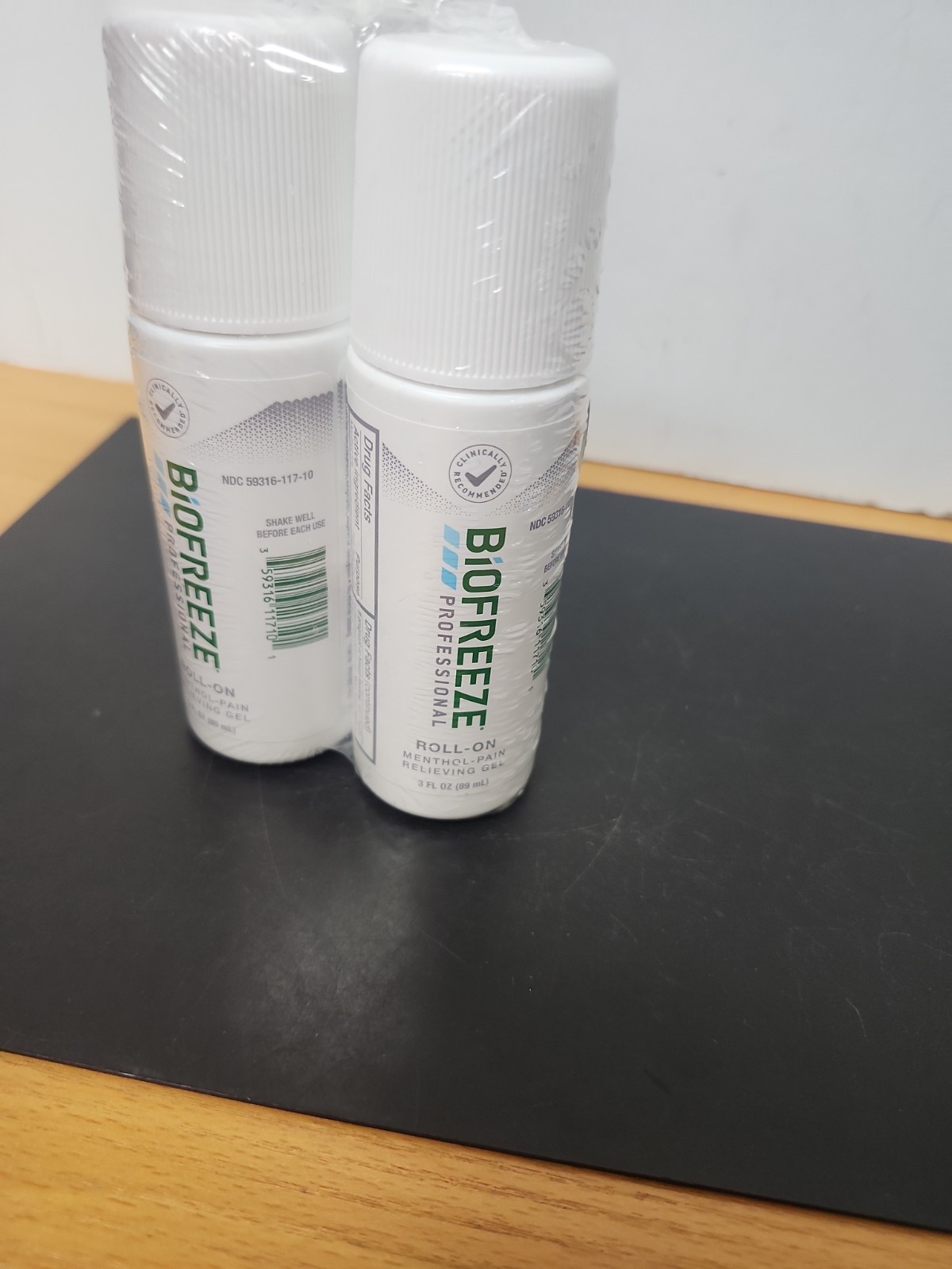 (2) Biofreeze Professional Pain Reliever Colorless Gel Rollon- 3oz