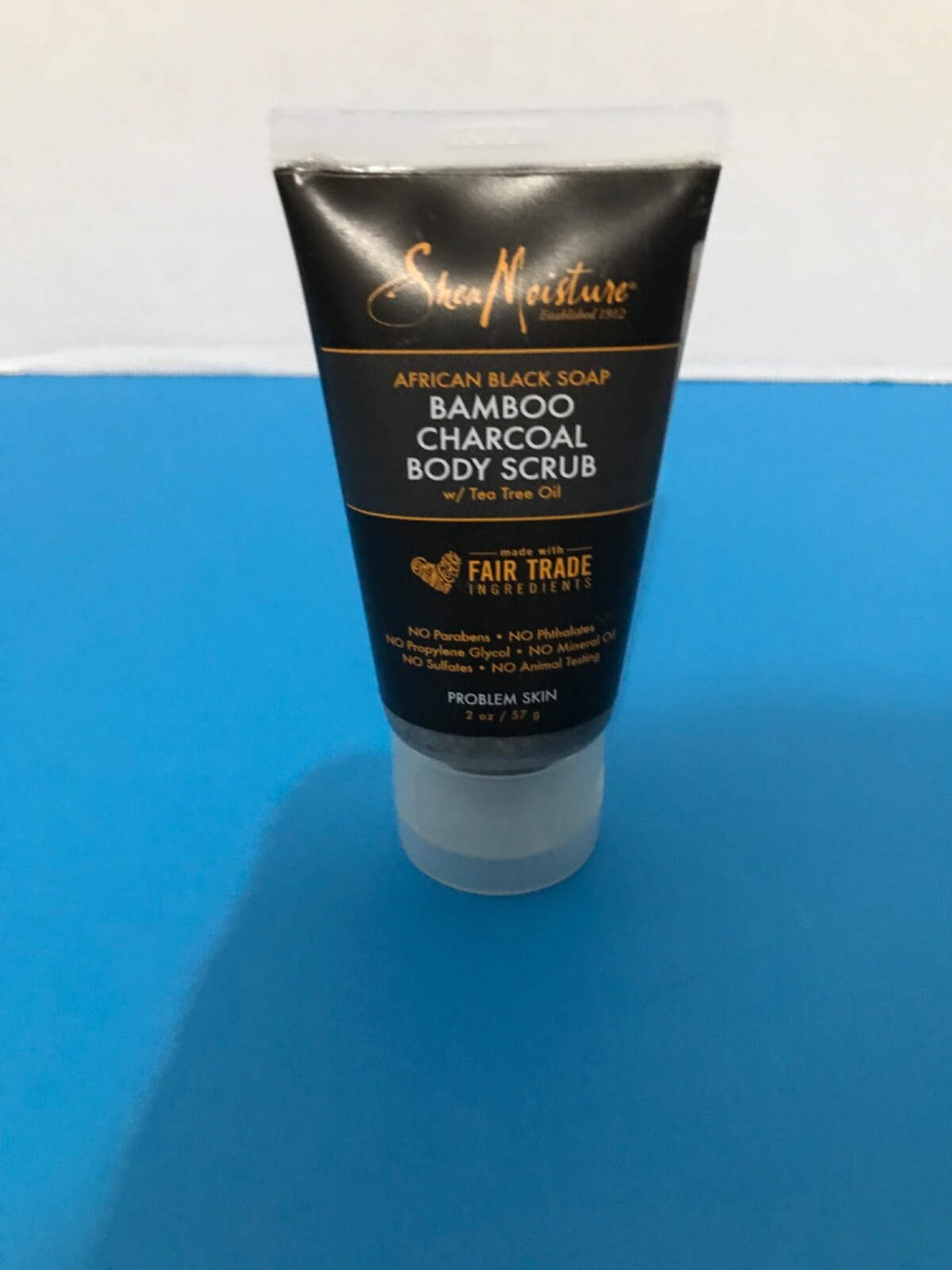 SHEA MOISTURE~AFRICAN BLACK SOAP~BAMBOO CHARCOAL BODY SCRUB 2 OZ TRAVEL 4