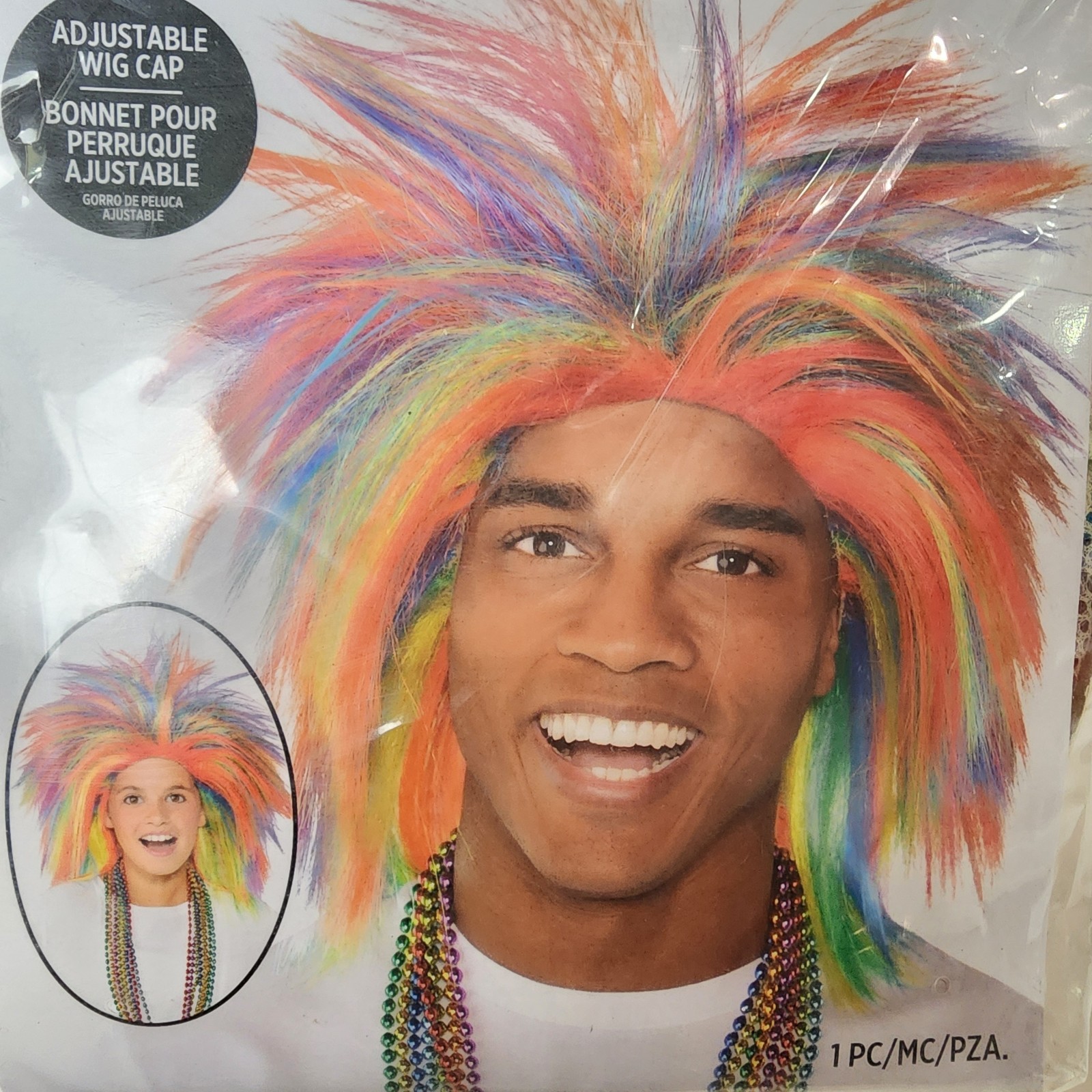 Adjustable Team Spirit Crazy Multi-Color Birthday Costume Wig Adult/Youth NEW