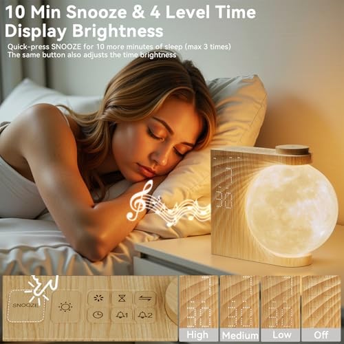Sunrise Alarm Clocks for Heavy Sleepers,Night Lamp Clocks for New Woodgrain
