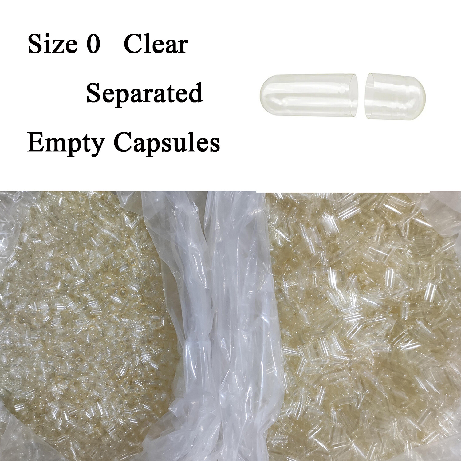 Size 0 Clear Empty Gelatin Capsules 10000 Count Kosher Halal Pure Pill Capsule