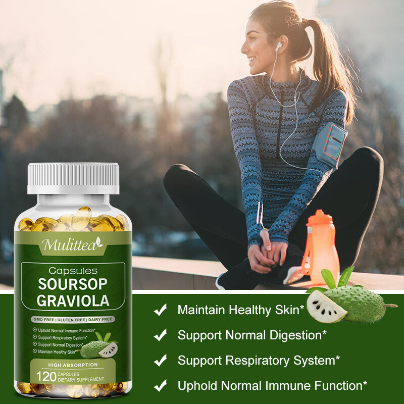 Soursop Graviola Capsules Leaf & Fruit Extract 1000mg Support Respiratory Health