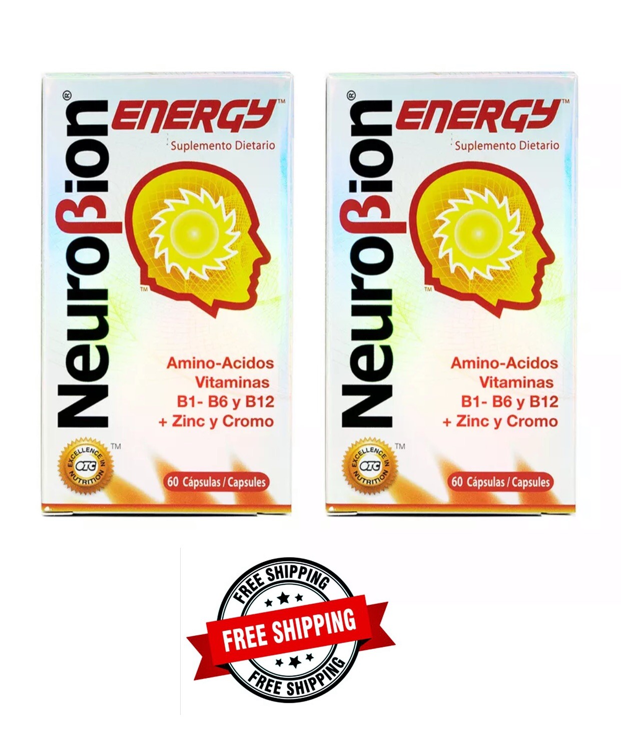 Neurobion Energy -Amino Acids, B Vitamins and Zinc, 60 Caps, 2 Cajas (120 Caps)
