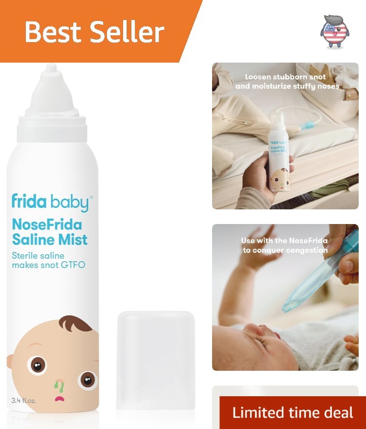 Dual-Use Baby Saline Nasal Spray, 3.4oz – Safe Allergy Relief for Infants