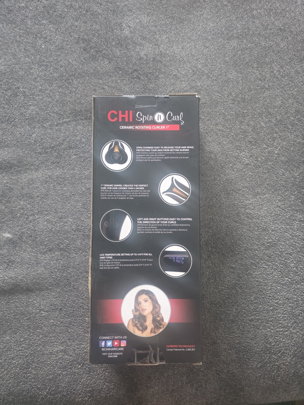 CHI Spin N Curl 1 in Ceramic Rotating Curler Black Dual Voltage CA3194