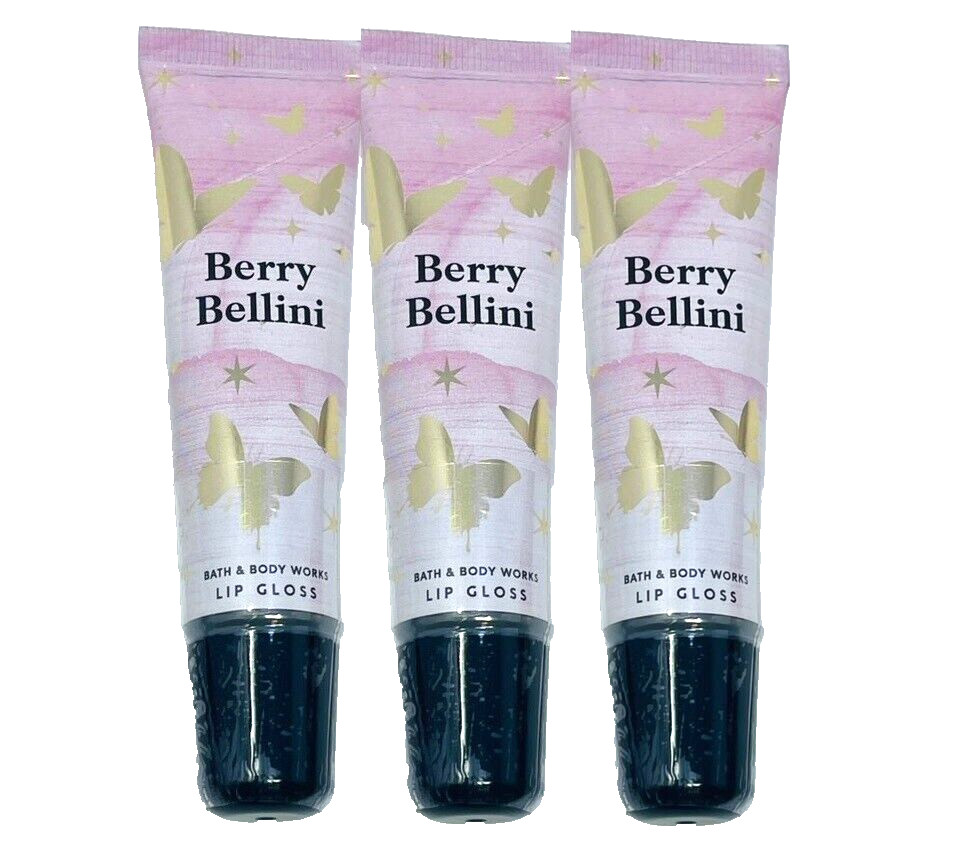 3 BATH & BODY WORKS BERRY BELLINI LIP GLOSS 0.47 FL OZ / 14 mL NEW