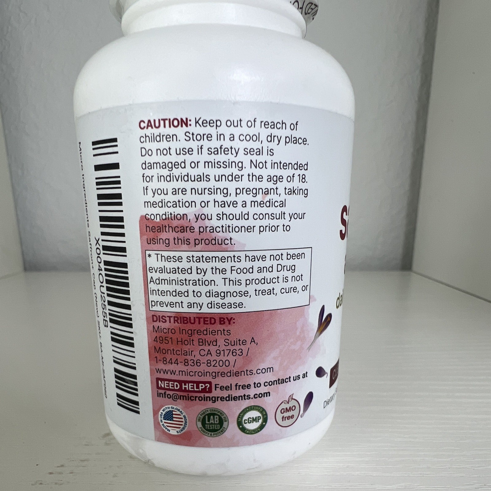 Micro Ingredients Saffron+ 45mg Mood & Energy Support Vegetarian GMO-Free 60