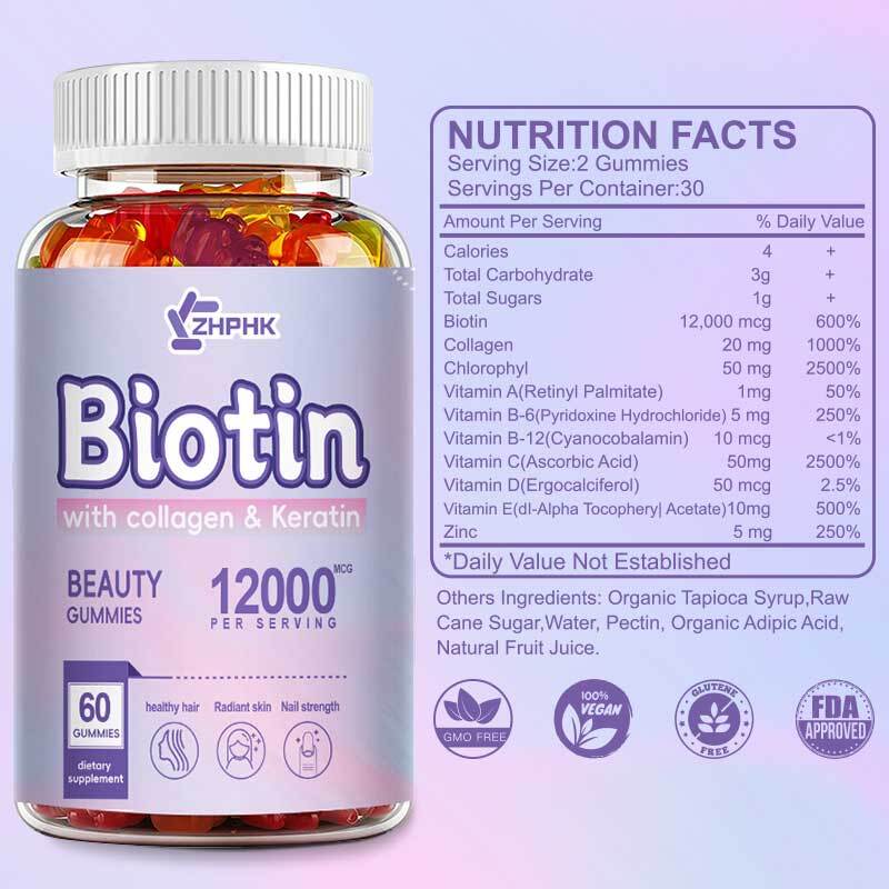 WEEM Hair Skin and Nails Gummies – Supports Healthy Hair – Vegan biotin Vitamins
