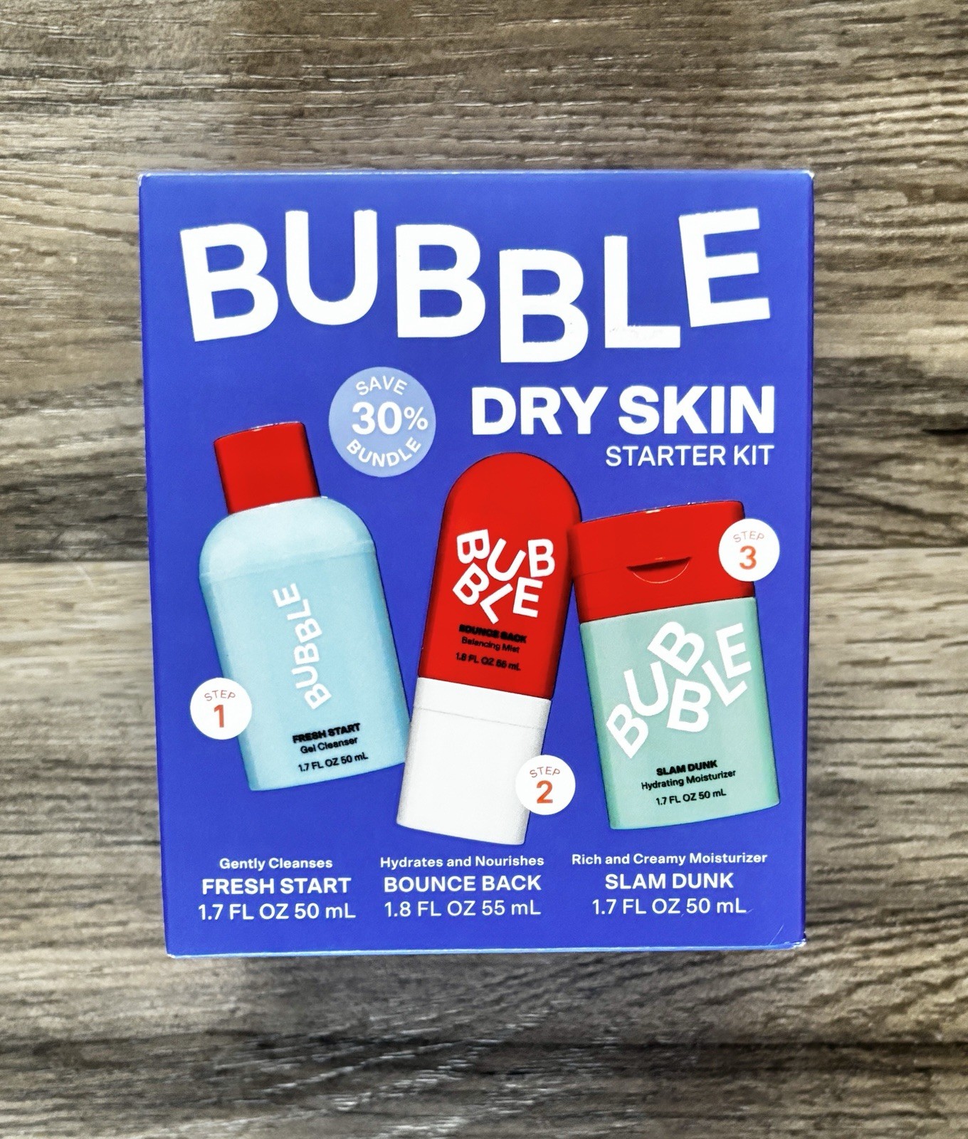 Bubble Skincare 3 Step Hydrating Routine Bundle Normal Dry Skin Set