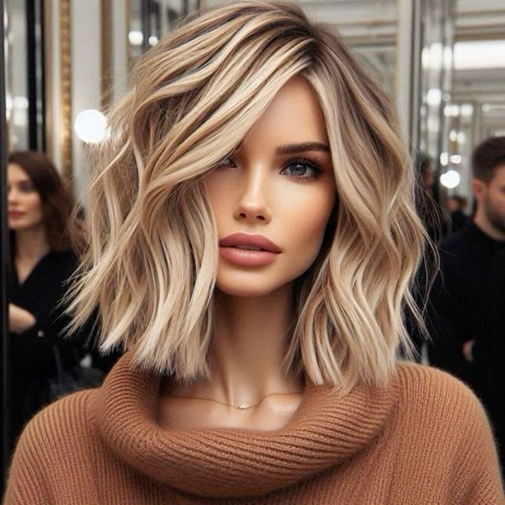 Bob Ash Strawberry Blond Highlight Short Wavy Lace Front 100% Human Hair Wigs