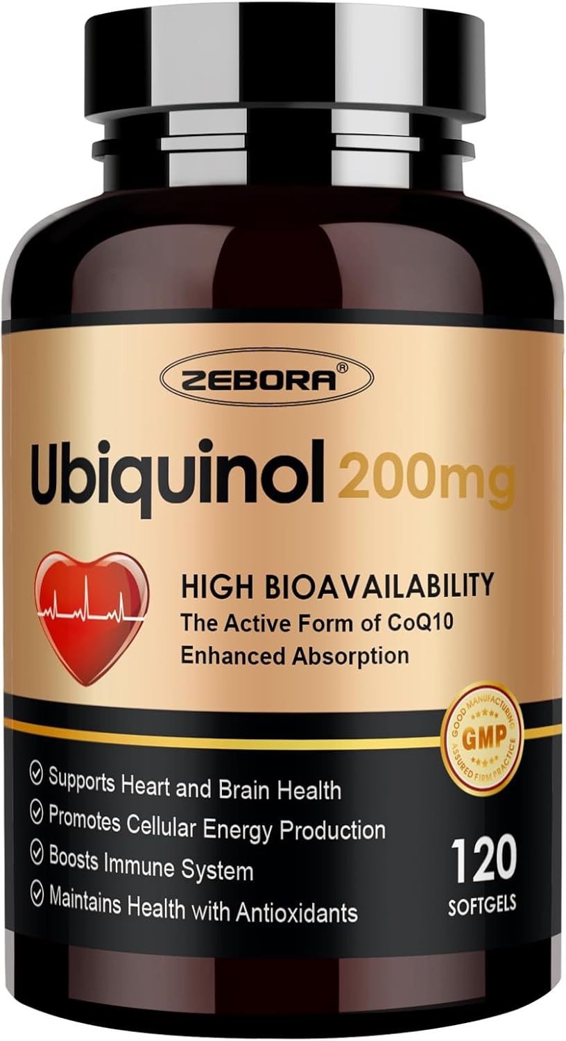 ZEBORA Ubiquinol CoQ10 200mg Softgels, 4-in-1 Powerful Antioxidant For Heart And
