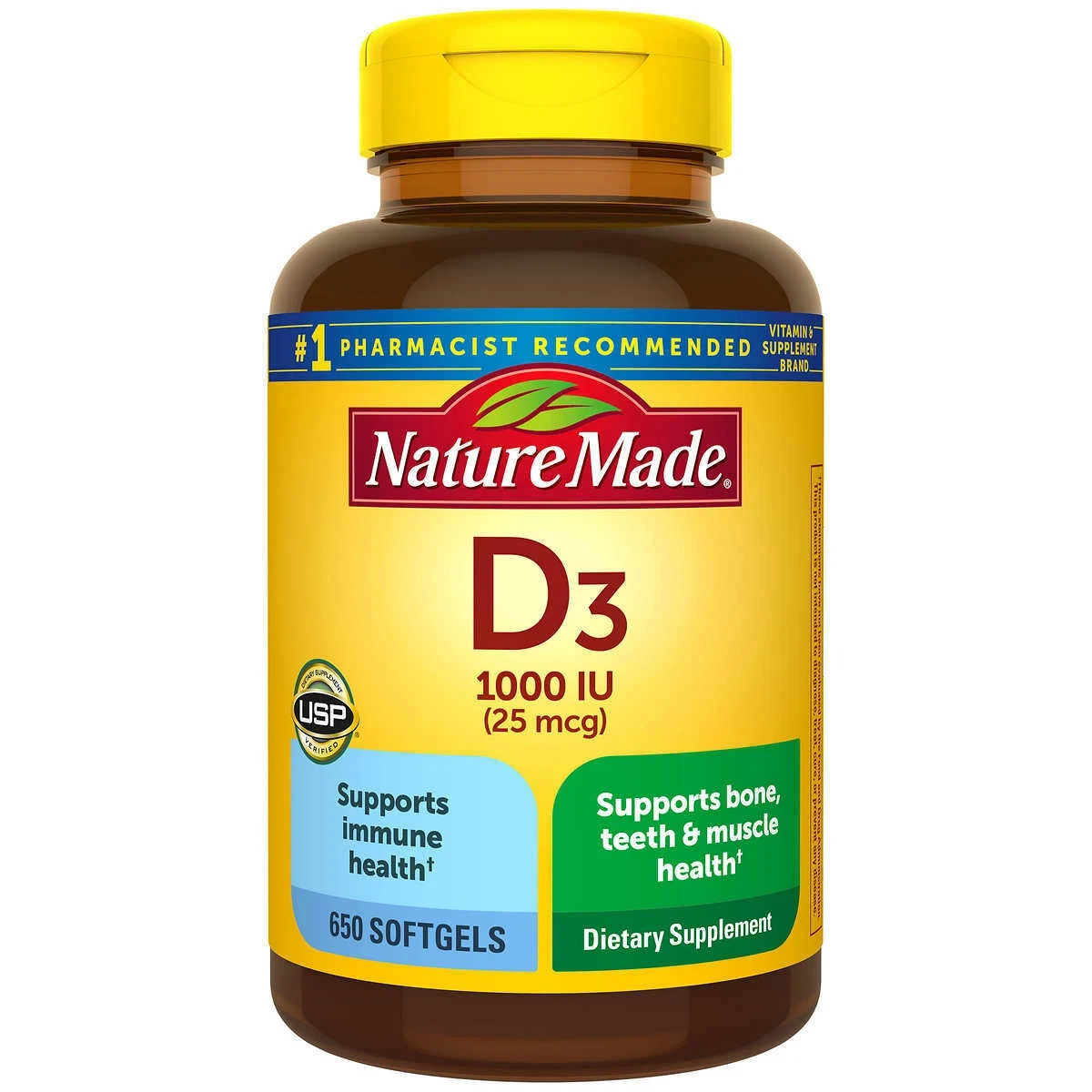 Nature Made Vitamin D3 25 mcg. 1000 IU 650 Softgels New Free Shipping 01/2029
