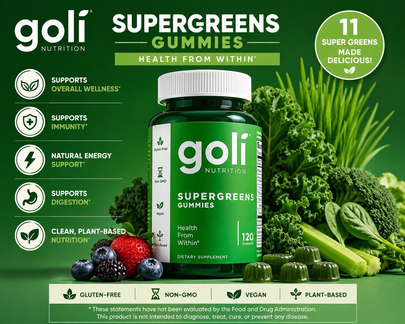 Goli Nutrition Gummies 3 Bottle Pack 60 Count Each
