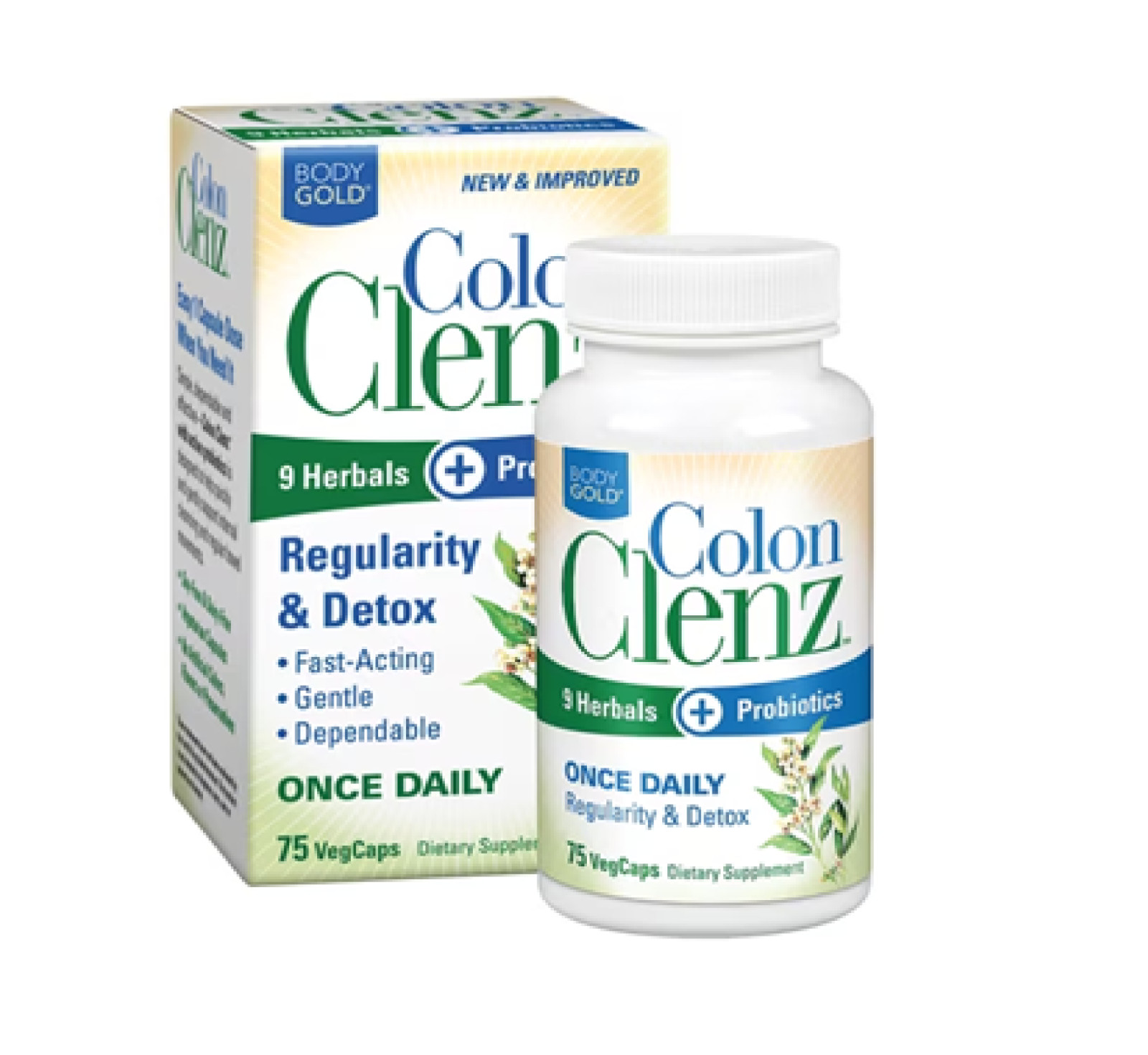 Body Gold Colon Clenz Regularity & Detox Formula | Once 75 Count Pack of 1