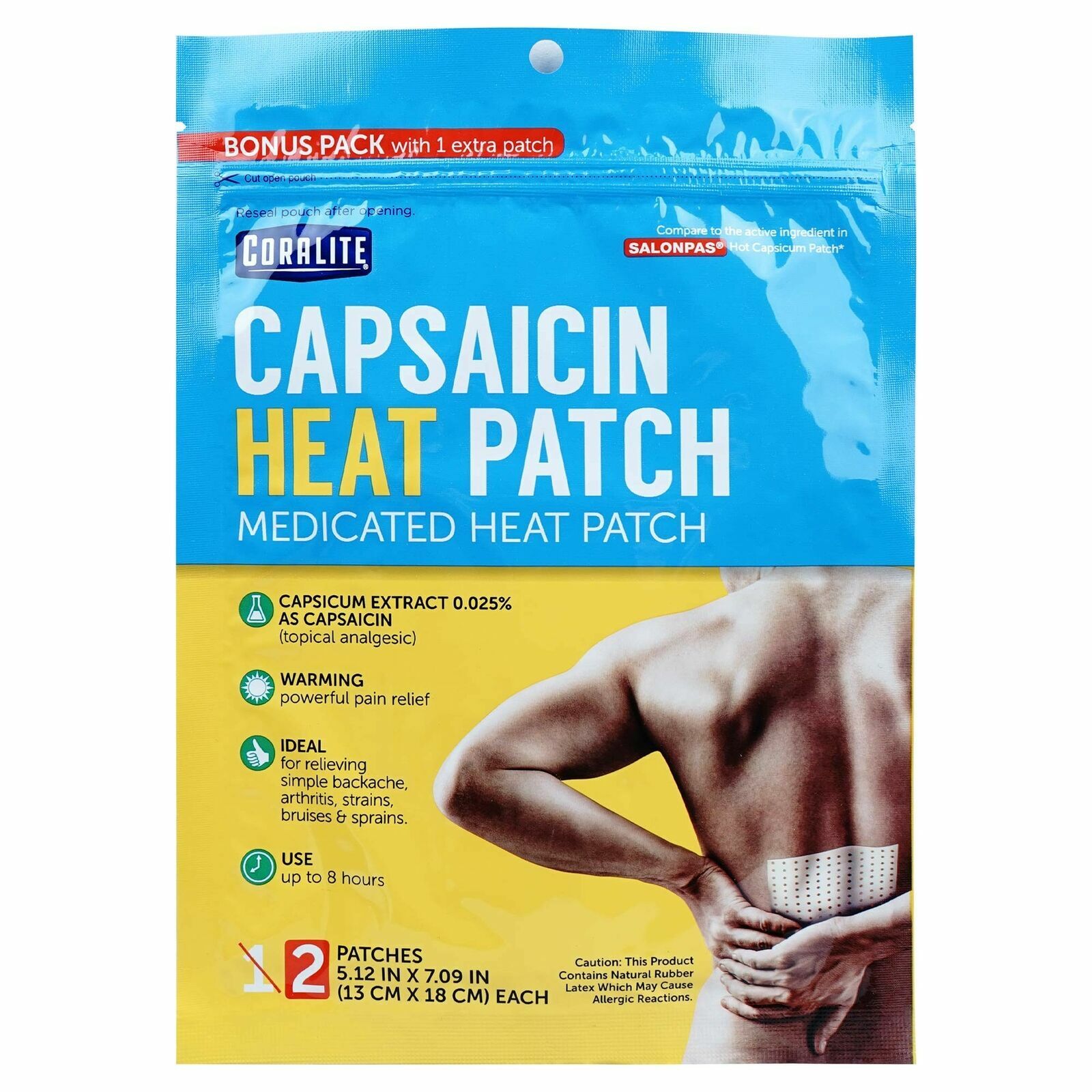 12 Packs Coralite Capsaicin Medicated Heat Patch (2 Patch/Pack Total 24 Patches)
