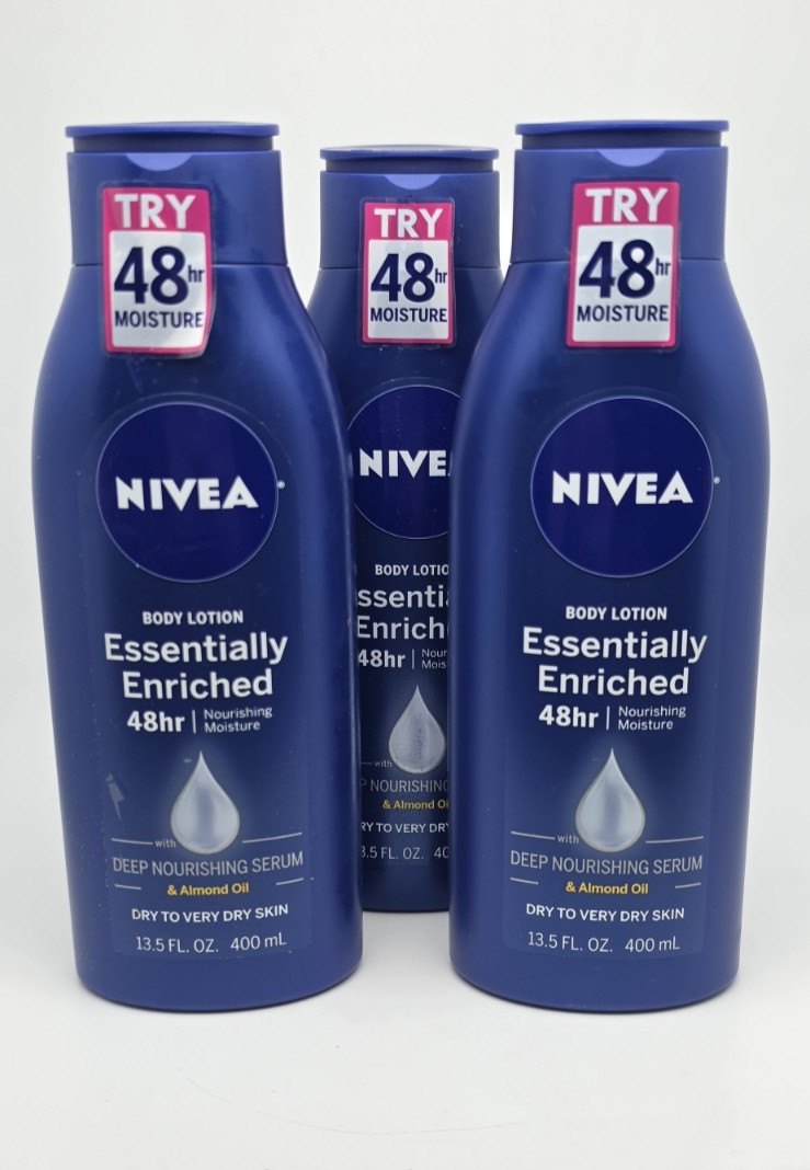 Nivea Essentially Enriched Nourish 48Hr Body Lotion, 13.5oz (400ml) (Pack of 3)