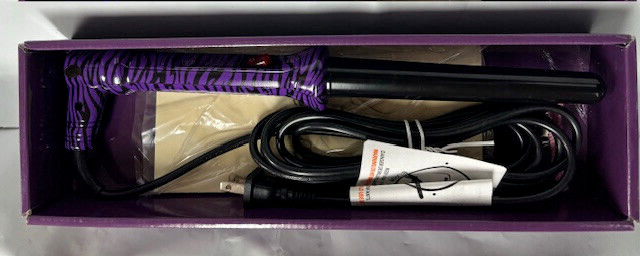 BEBELLA 1 PIECE 18-25MM MEDIUM CLIPLESS CURLER (PURPLE BLACK ZEBRA 18-25MM)NWB