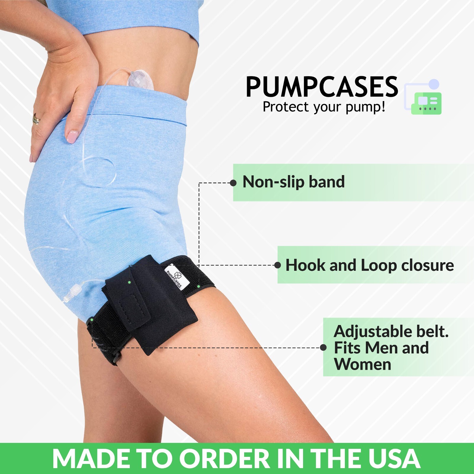 Black Insulin Pump Case with Adjustable Belt by Pumpcases™ for 630G 670G 780G