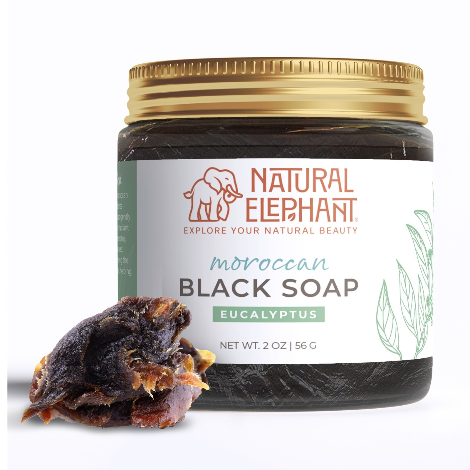 Natural Elephant Moroccan Black Soap | Eucalyptus | Travel Size 2oz