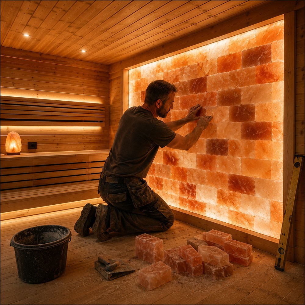 White Himalayan Salt Tiles 8″ x 4″ x 1″ Pack 100 Natural Salt Bricks for Walls