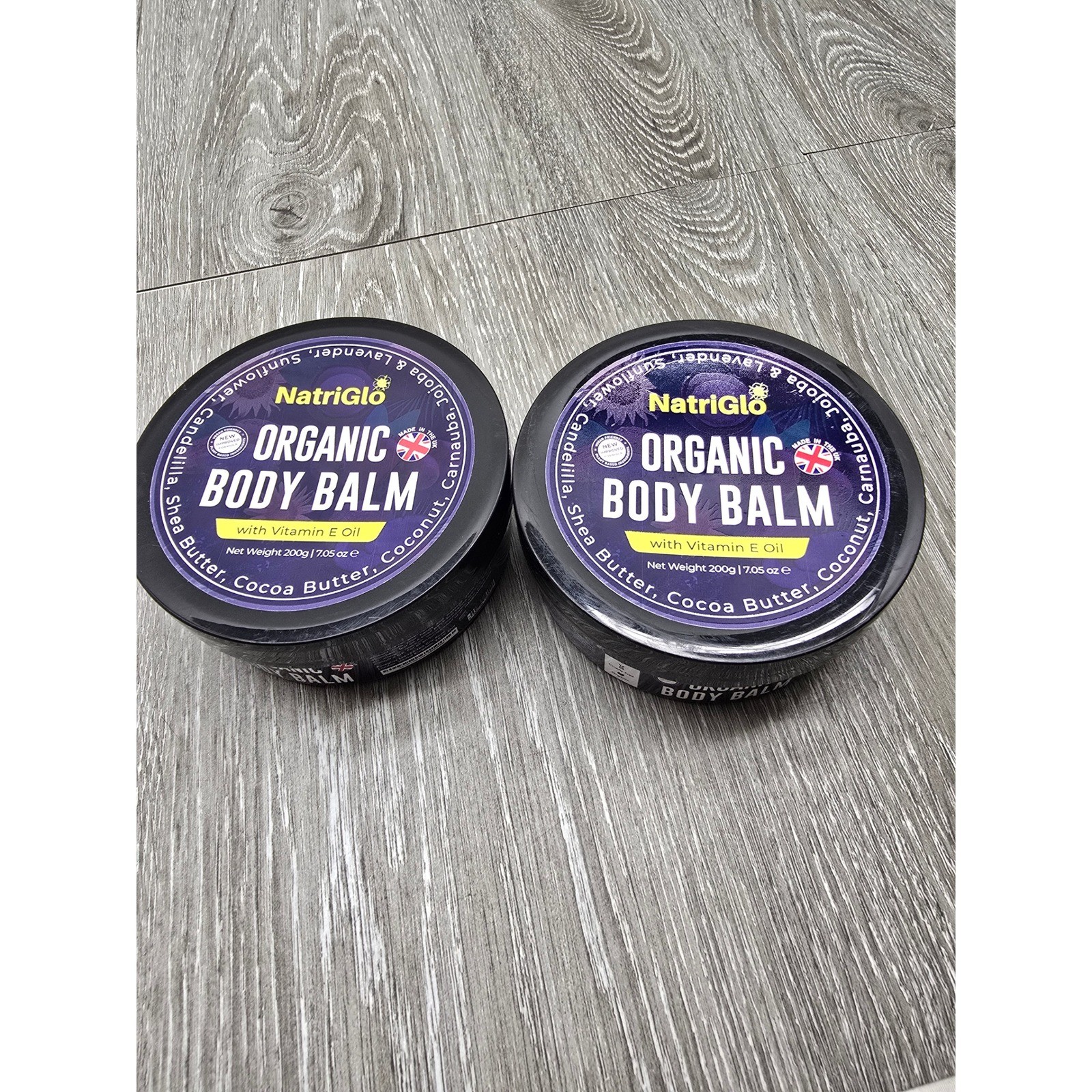 2 PACK NatriGlo Organic Body Balm with Vitamin E Shea Butter Cocoa Butter 200g