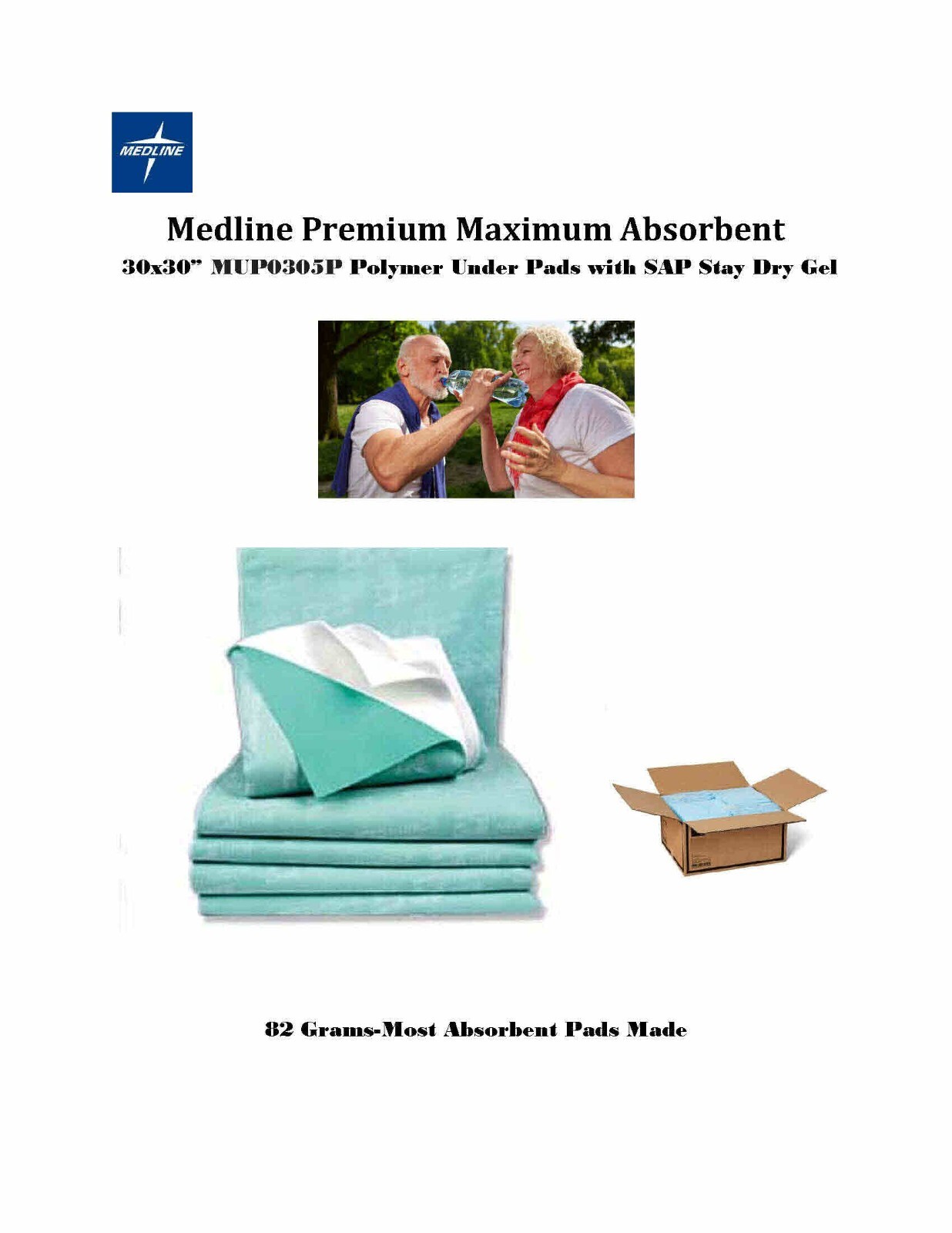 30×30″ Medline Prem SUPER ABSORBENT Underpads Protects up to 12hrs MUP0305P 90ct