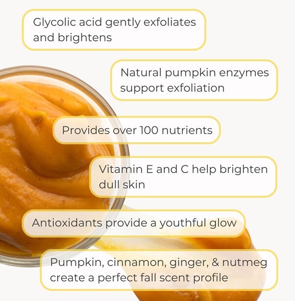 15% Glycolic Acid Peel Pumpkin Enzyme Facial Face Mask AHA + 7.75 inch Fan Brush
