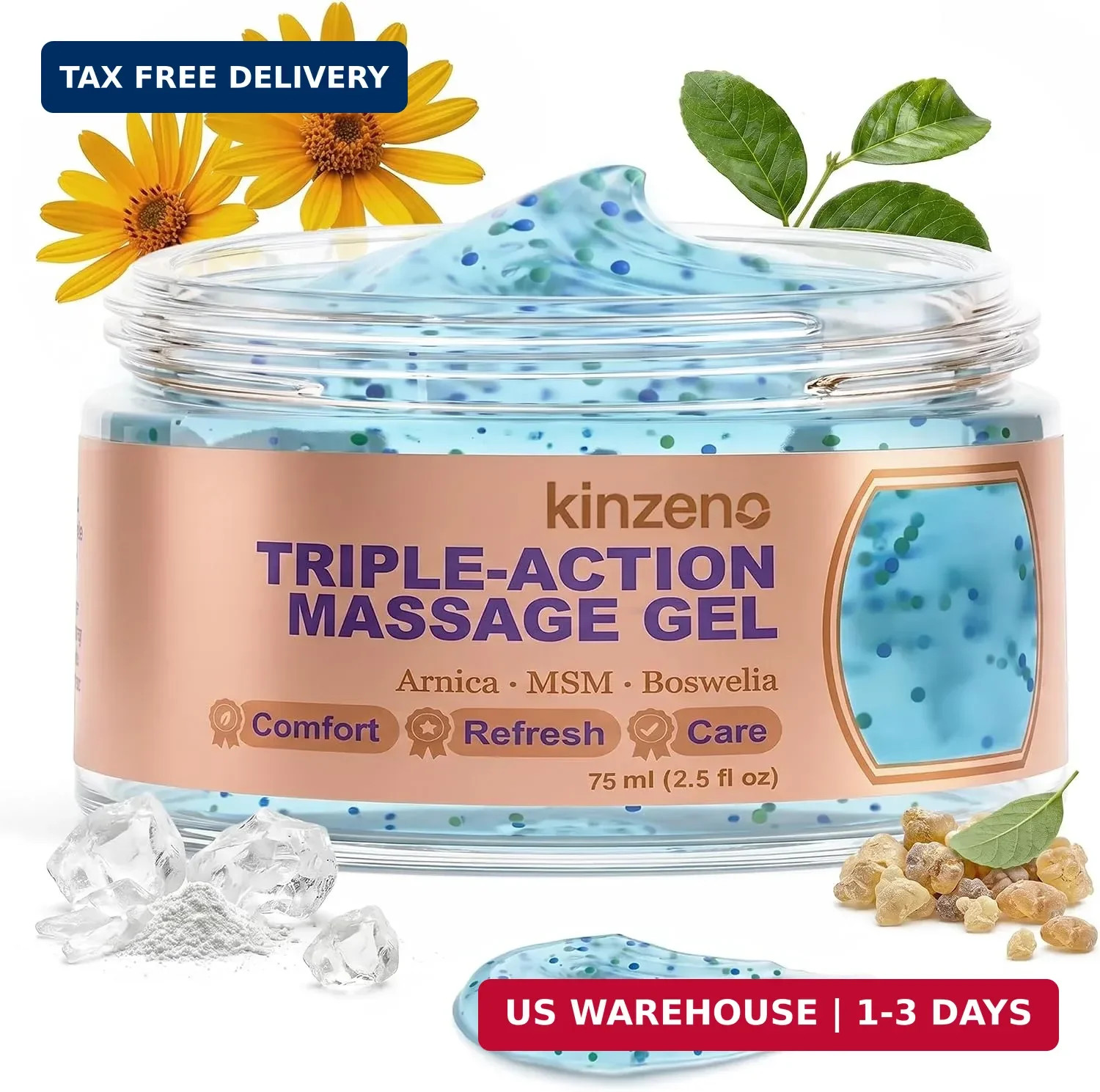 Triple Action Massage Gel 3.38 fl oz – Cooling Muscle Rub Cream Non-Greasy