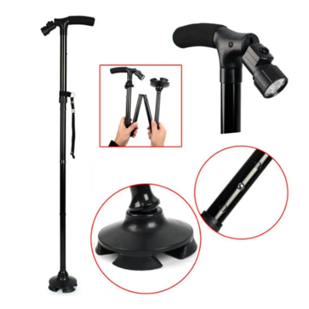 New Folding Walking Cane with LED Light Adjustable Walking Stick