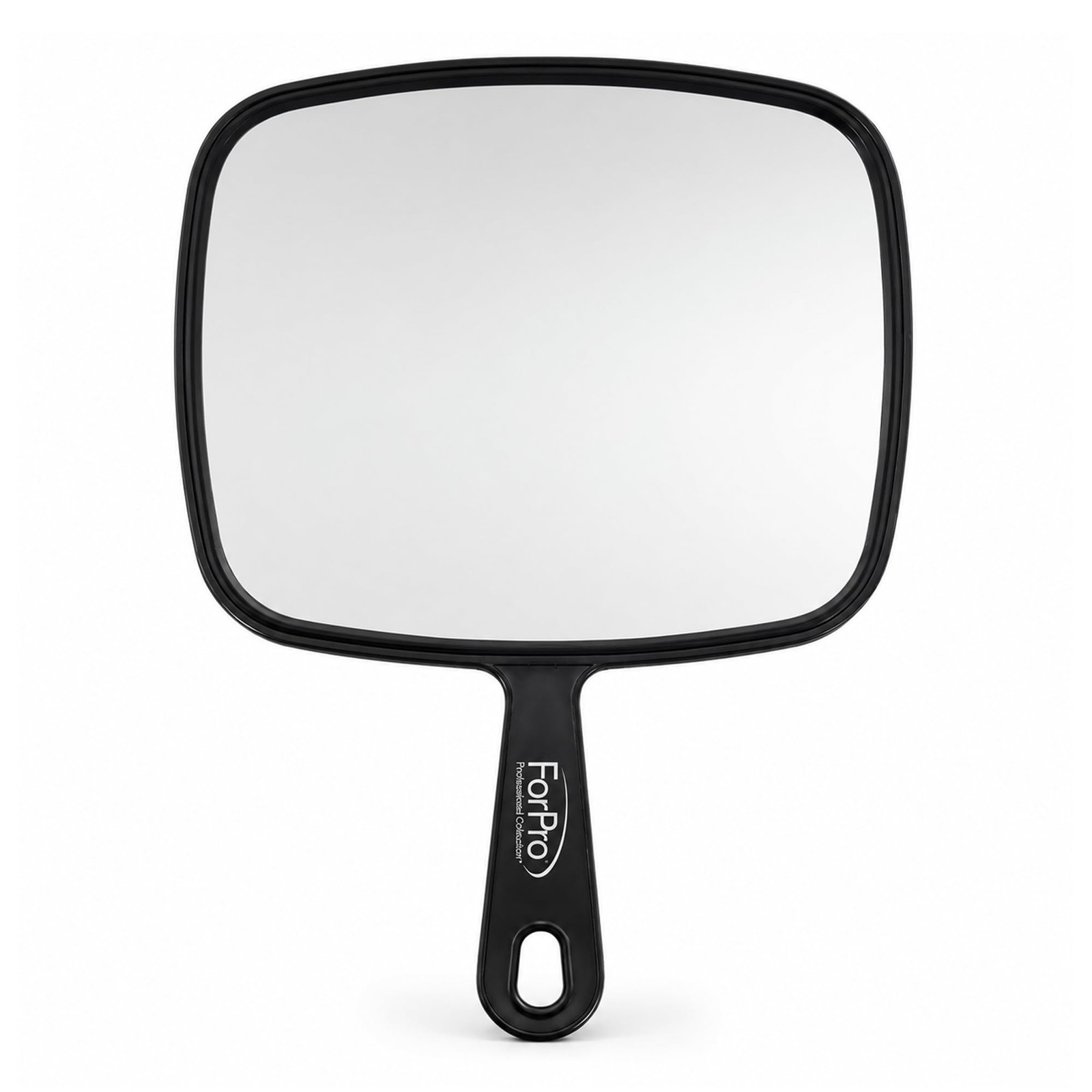 ForPro Extra Large Hand Mirror 9x12in Black Handle Distortion Free Salon Mirror