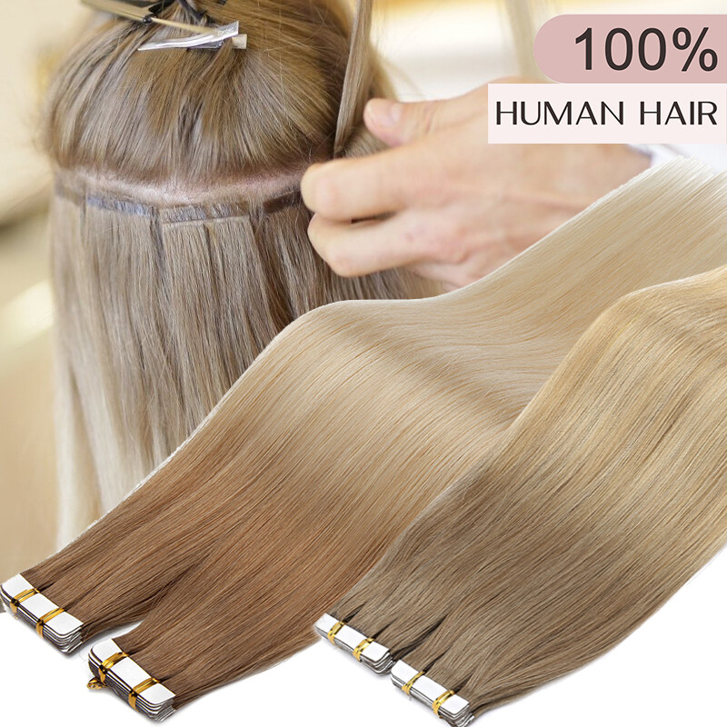 Double Sided Tape in on Skin Weft Balayage 100% Human Remy Hair Extensions 20PCS