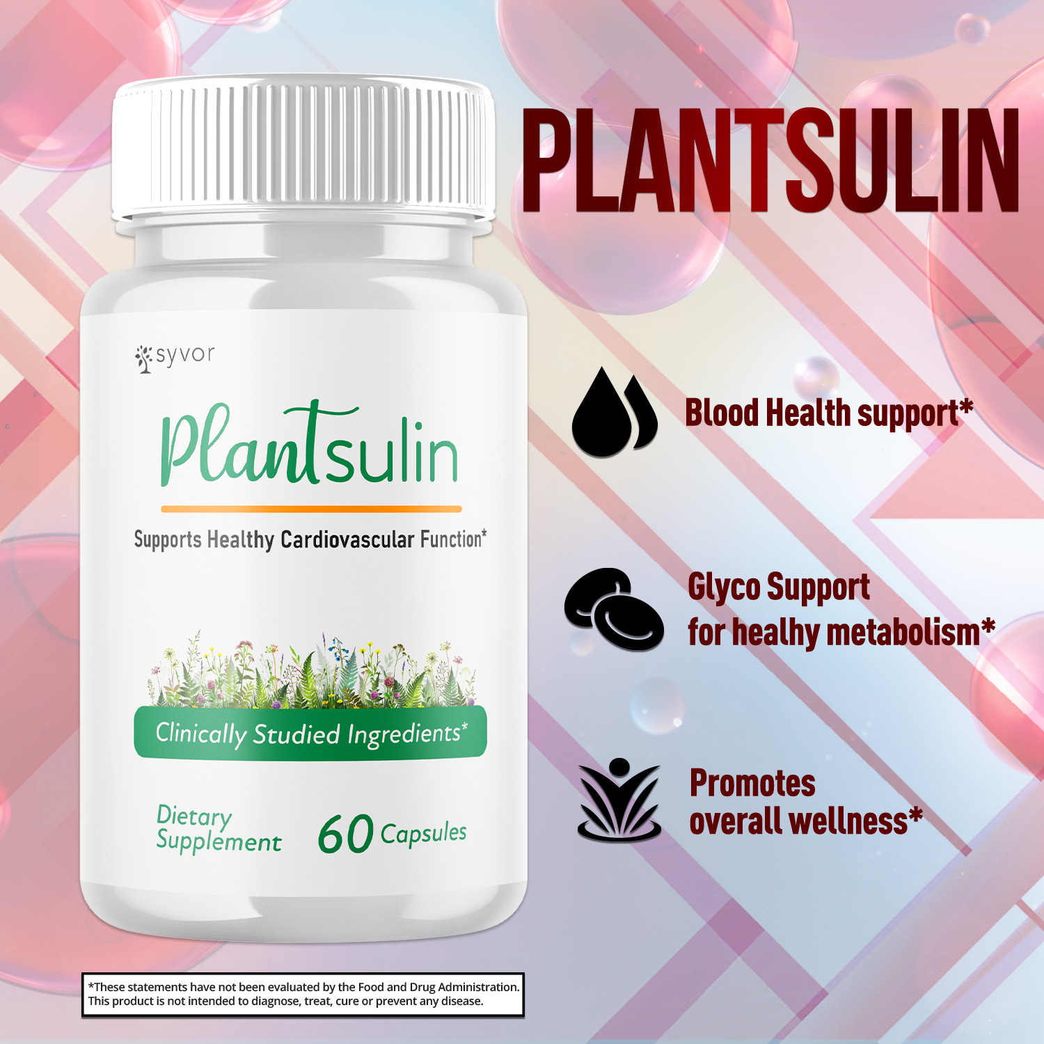 (2 Pack) Plantsulin Supports Healthy Cardiovascular Function Pill (120 Capsules)