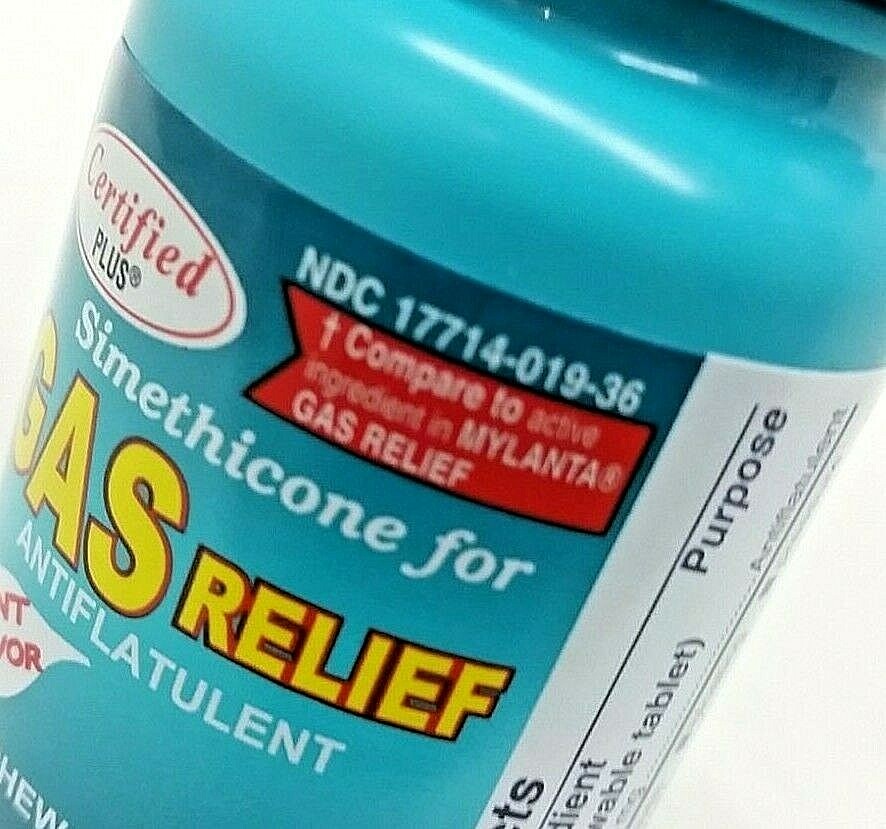 2-PK Simethicone Gas Relief Chewable Tablets 80mg Anti-Gas Bloating 36CT SEALED