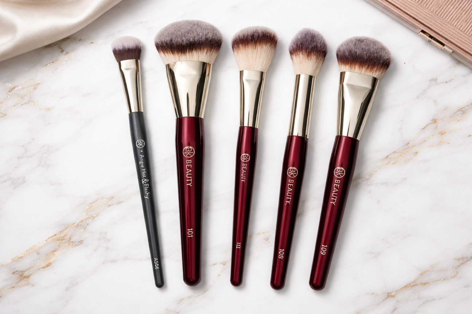 BK Beauty 5pc Brush Set 101 A506 Kitten Paw 108 109 112 Foundation Concealer Kit